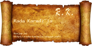 Rada Karméla névjegykártya